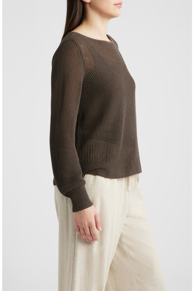 Organic Cotton & Silk Ballet Neck Sweater, Alternate, color, WREN