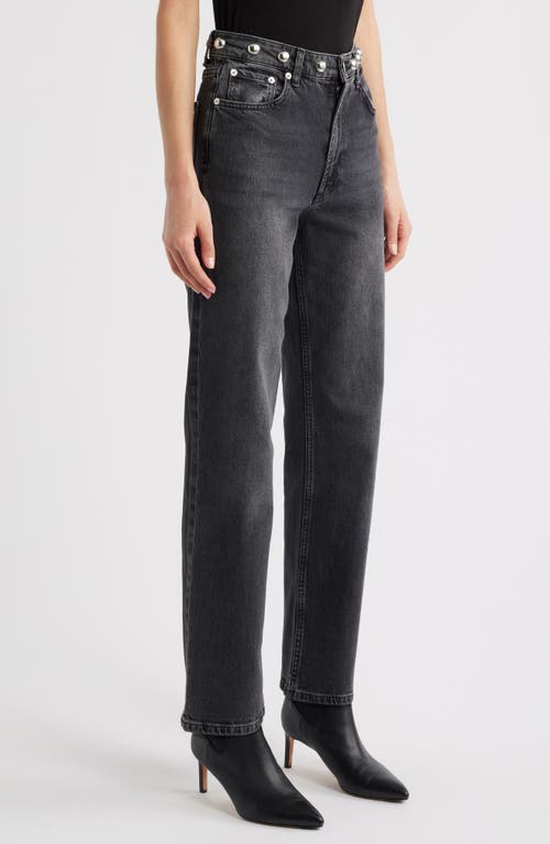 Rails Topanga Studded High Waist Straight Leg Jeans In Black