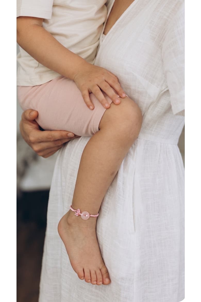 Kids Jade Peace Buckle Black Woven Bracelet/Anklet, Alternate, color, Pink