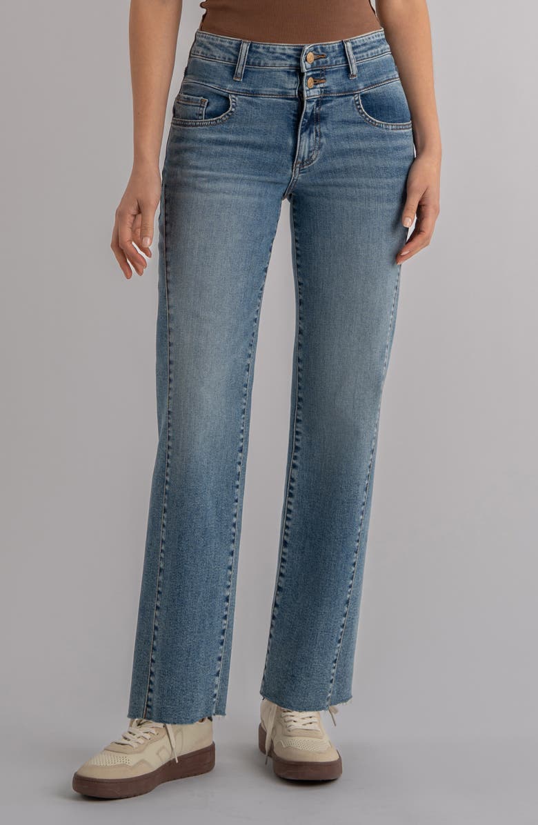 KUT from the Kloth Raw Hem High Waist Wide Leg Jeans, Main, color, Synergy