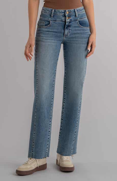 Raw Hem High Waist Wide Leg Jeans