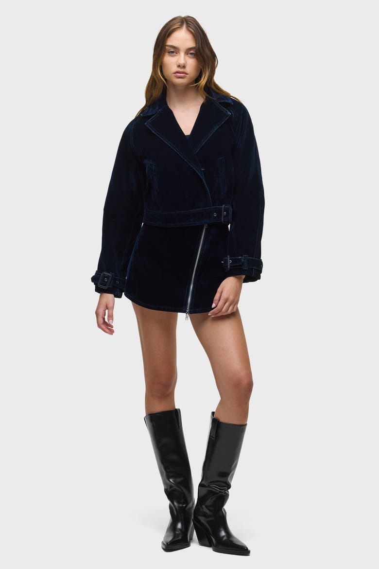 Raglan Moto Jacket, Alternate, color, Indigo Flocking