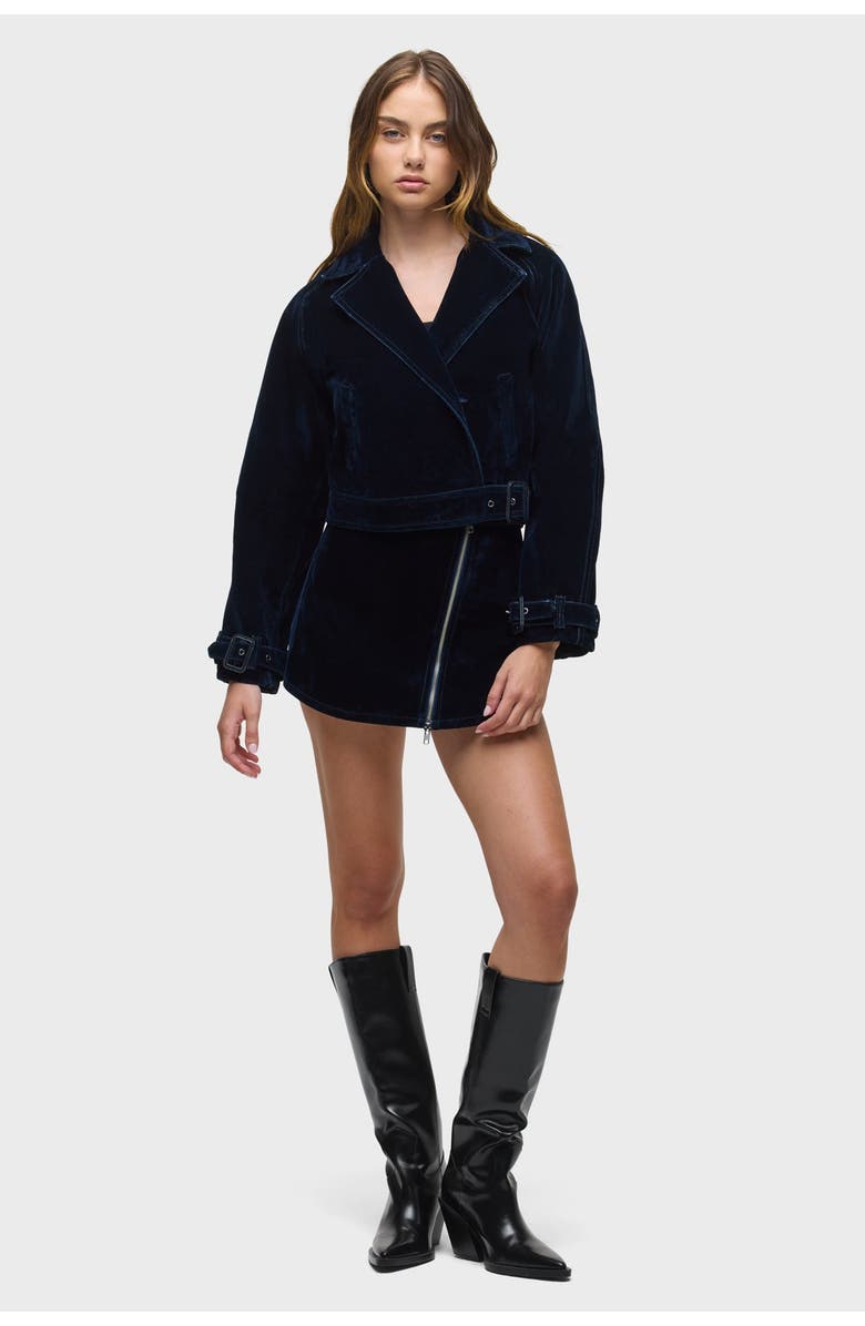 Hudson Jeans Raglan Moto Jacket, Alternate, color, Indigo Flocking