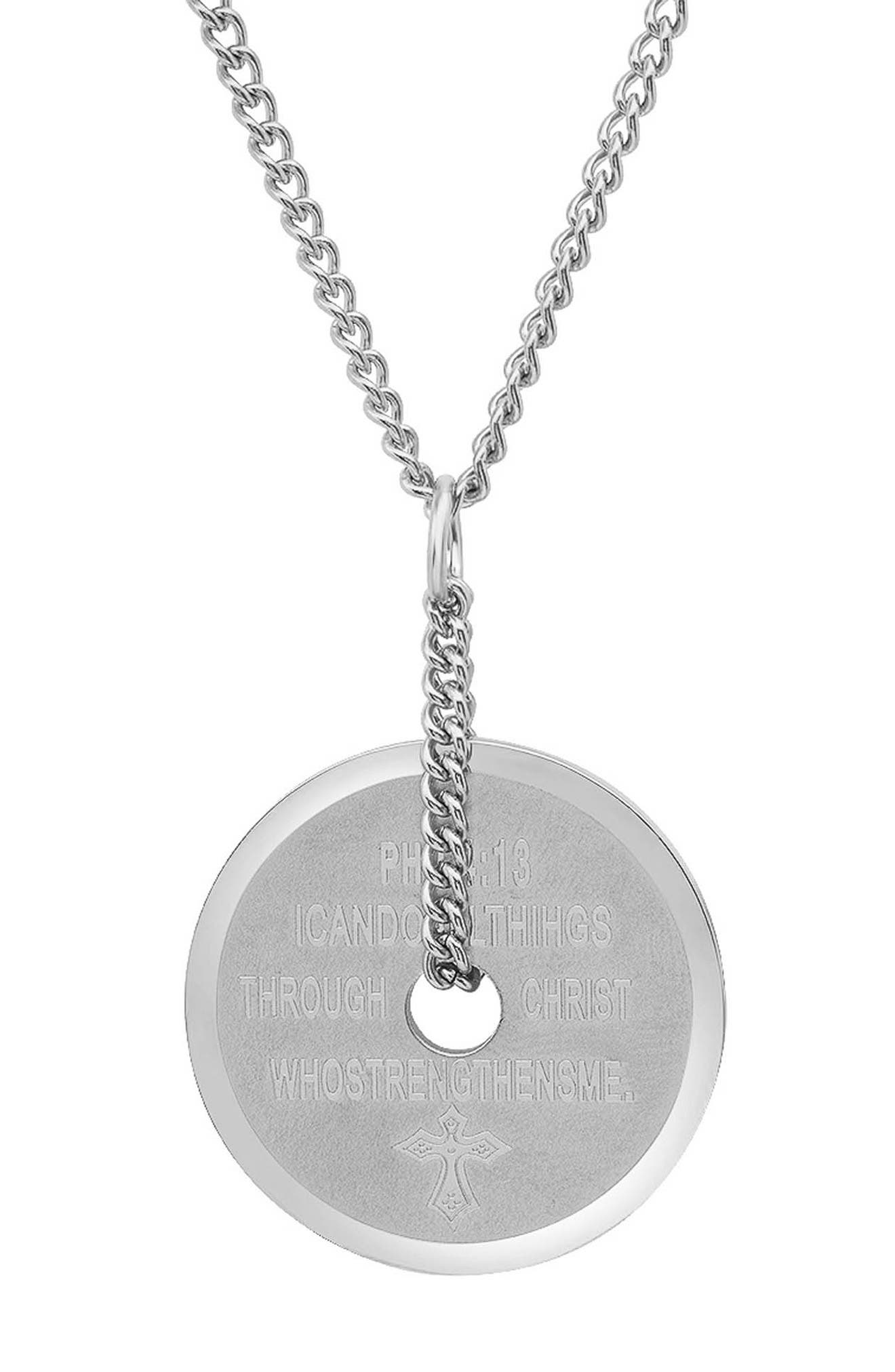 Men's Stainless Steel Shield Pendant Necklace