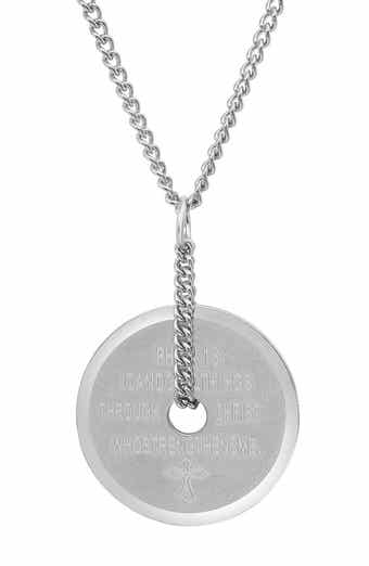 Men's Stainless Steel Shield Pendant Necklace