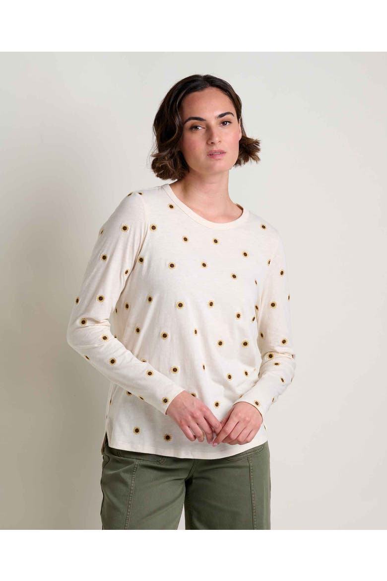 Primo Long Sleeve Embroidered Crew, Main, color, Salt Sunflower Embroidery