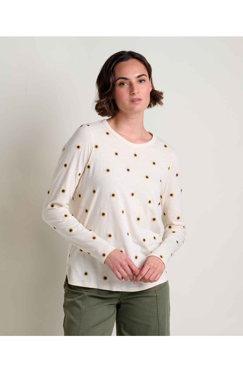 Toad & Co Primo Long Sleeve Embroidered Crew, Main, color, Salt Sunflower Embroidery