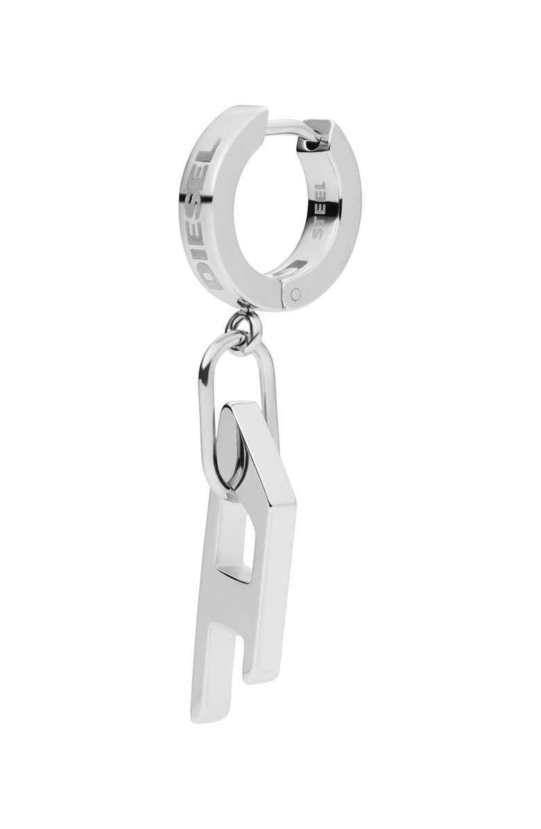 DIESEL<sup>®</sup> D Logo Single Drop Earring, Alternate, color, Silver