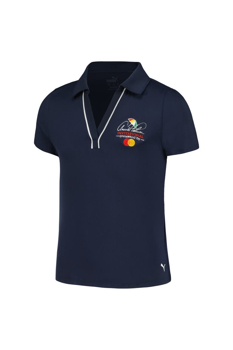 Girls Youth Puma Navy Arnold Palmer Invitational Piped CLOUDSPUN V-Neck Polo, Alternate, color, Navy