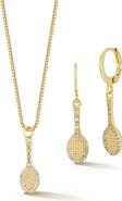 GLAZE JEWELRY Tennis Racquet Drop Huggie Hoop Earrings & Necklace Set