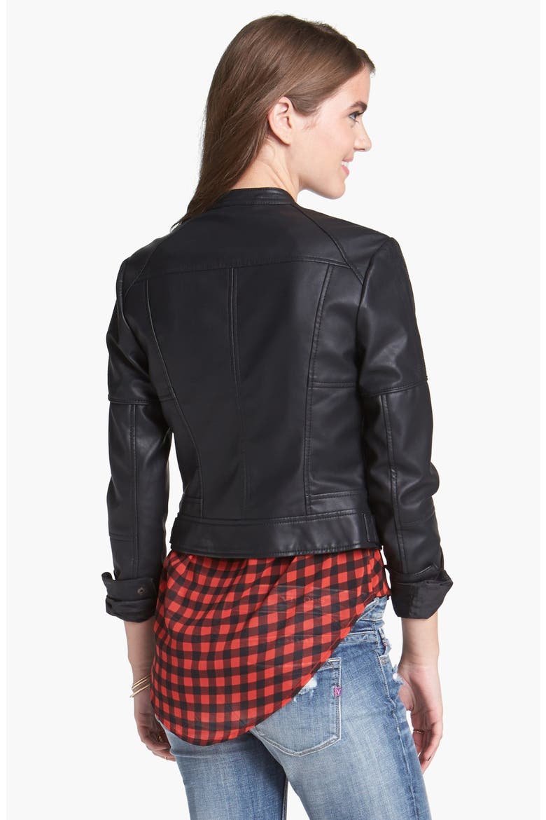 Faux Leather Moto Jacket, Alternate, color, BLACK