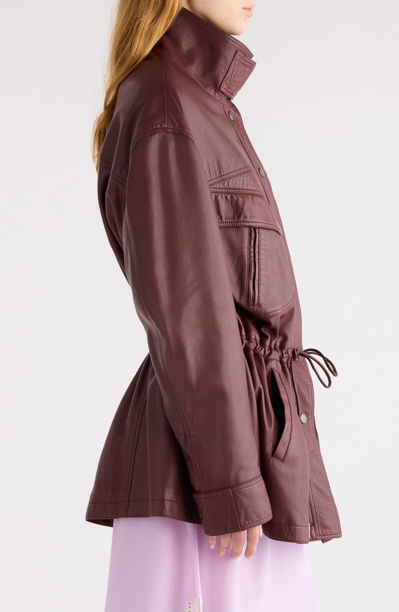 Chloé Classic Plongé Leather Parka, Alternate, color, Dusky Brown