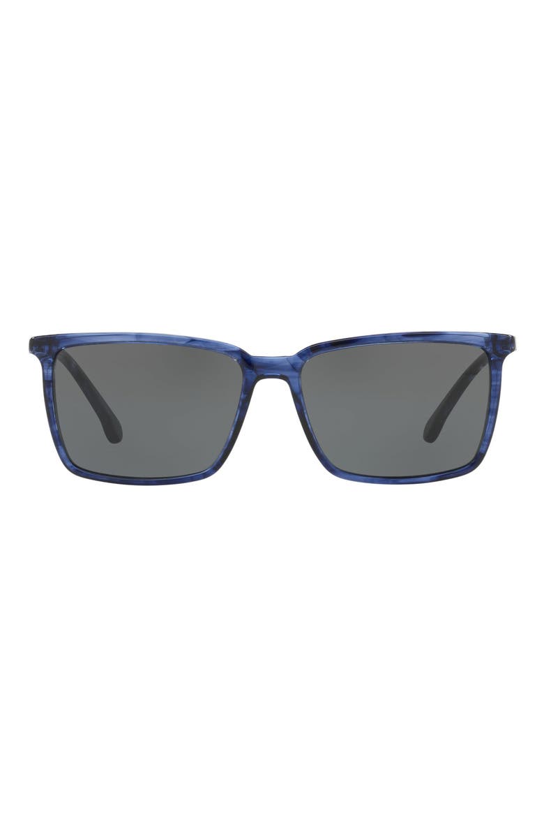 58mm Rectangular Sunglasses, Main, color, NAVY HORN/ GREY BLUE