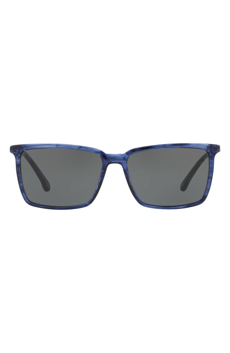 Brooks Brothers 58mm Rectangular Sunglasses, Main, color, Navy Horn/ Grey Blue