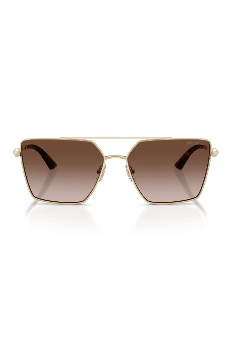 Joss 58mm Gradient Square Sunglasses, Main, color, PALE GOLD / BROWN GRADIENT