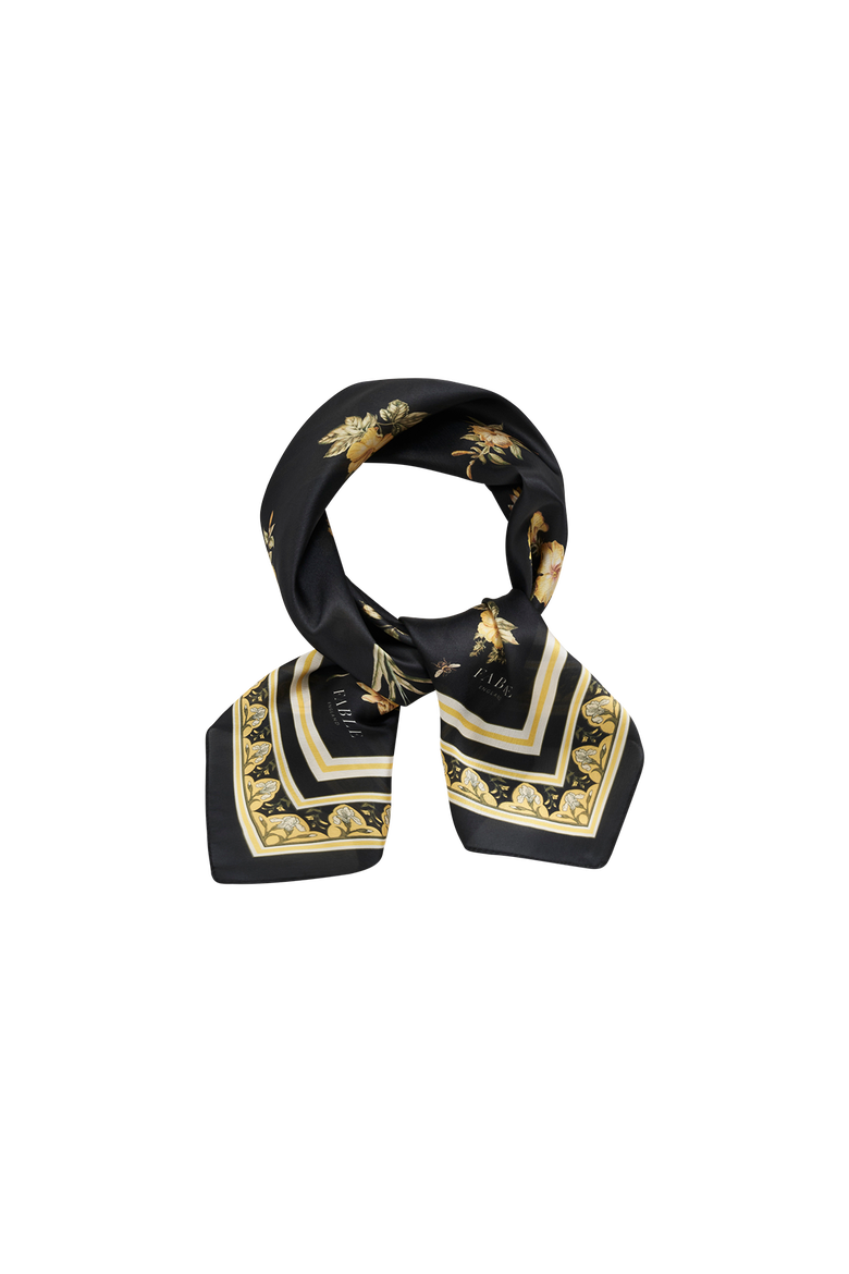 Nouveau Floral Small Square Scarf, Alternate, color, Black