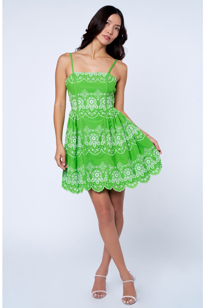 Evelyn Eyelet Lace Sundress, Alternate, color, CITRUS GREEN