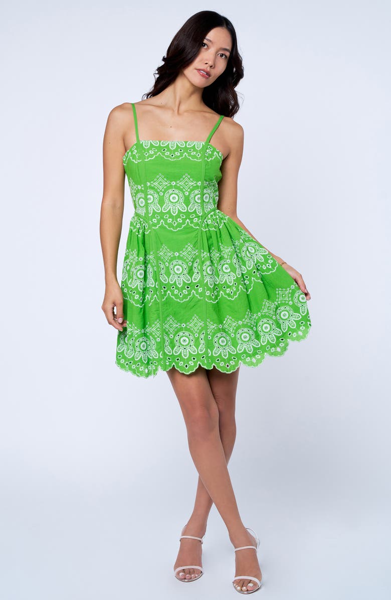 CIEBON Evelyn Eyelet Lace Sundress, Alternate, color, Citrus Green