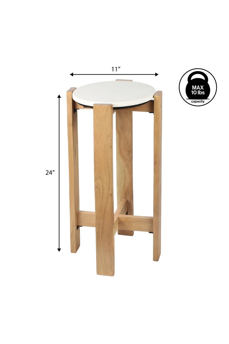 Elena Minimalist Round Wood Drink Table, Side Table with Top, Small Decorative Accent End Table for Living Room, Alternate, color, Natural/White