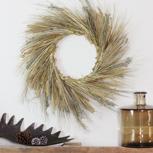 Northlight Wheat And Straw Artificial Fall Harvest Wreath In Brown