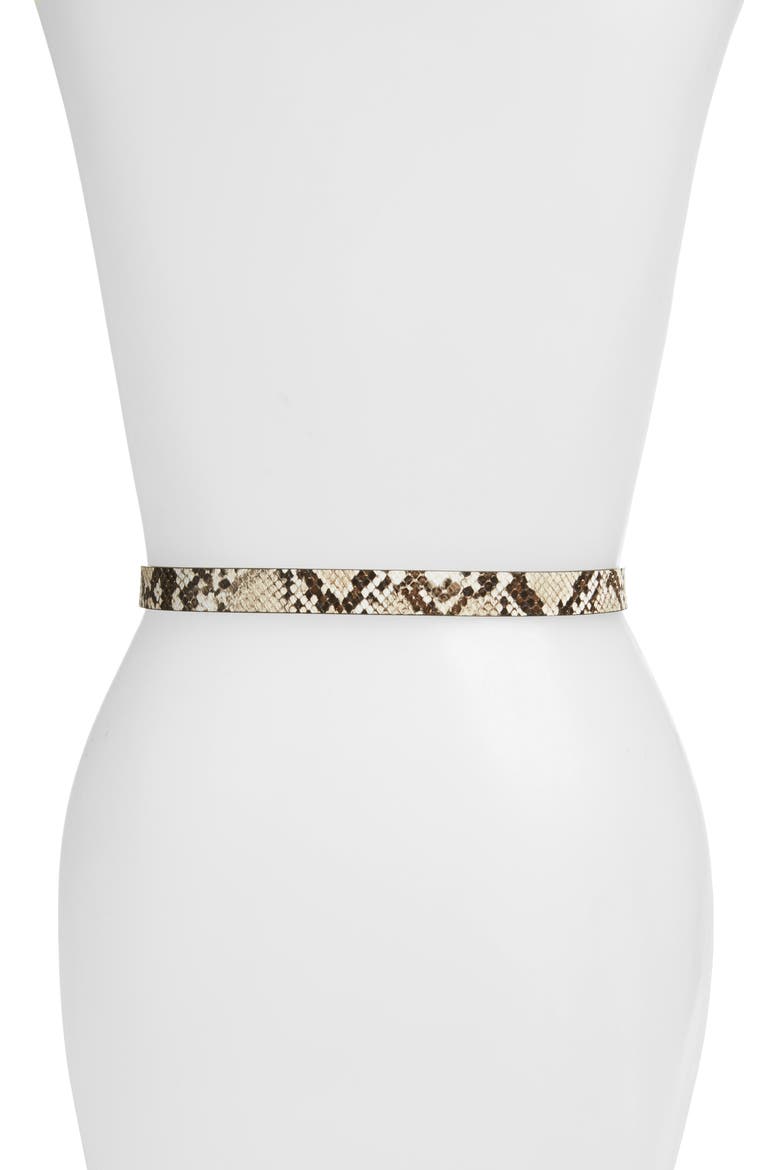 Snake Embossed Faux Leather Belt, Alternate, color, IVORY COMBO