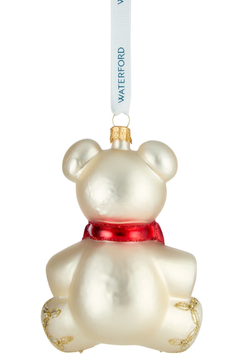 Holiday Heirlooms First Teddy Glass Ornament, Alternate, color, MULTI IVORY