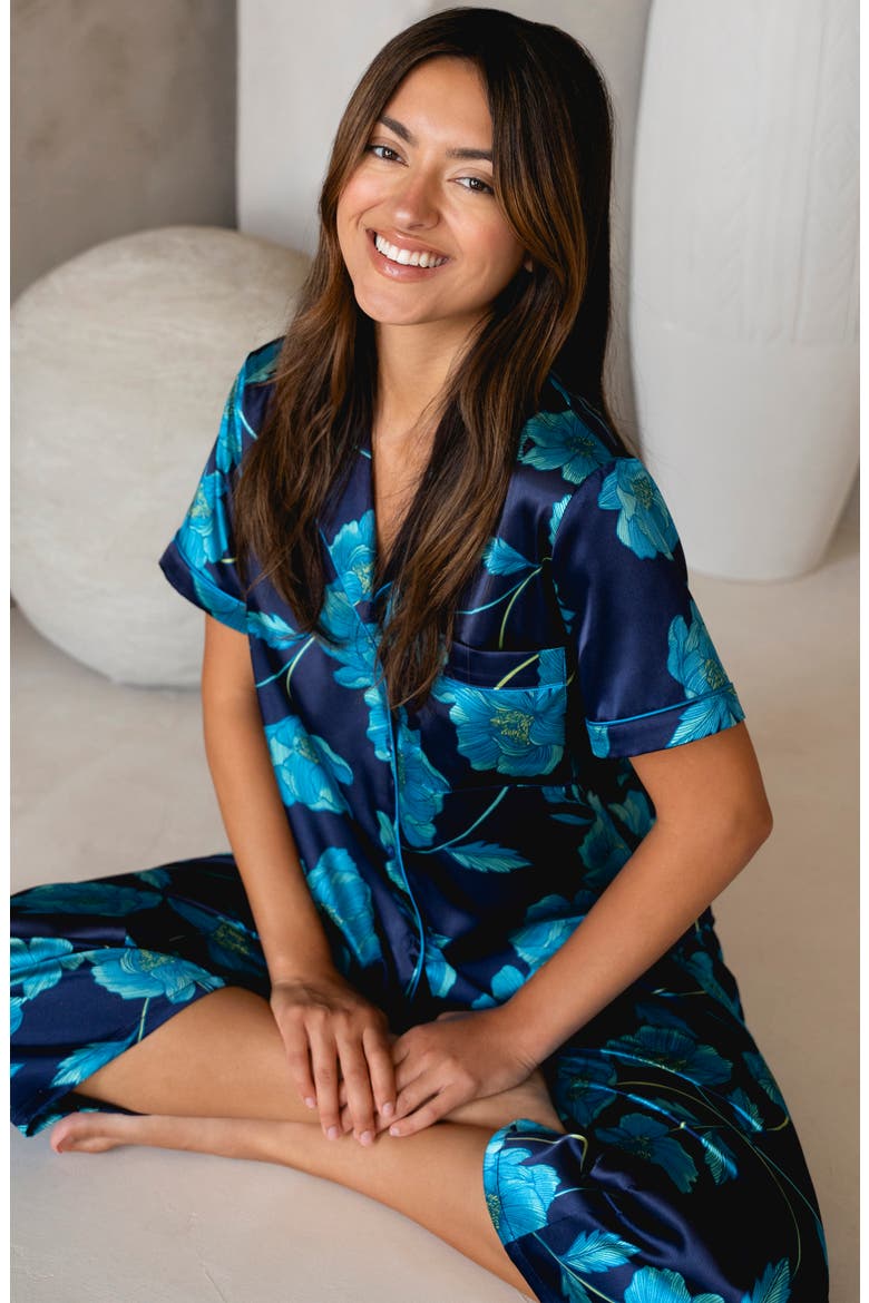 Loretta Satin Pajamas, Alternate, color, NAVY