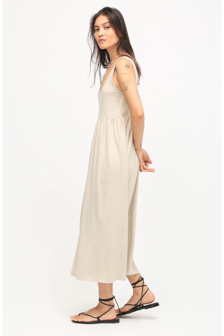 Isabel Cotton Jersey Midi Dress, Alternate, color, STONE
