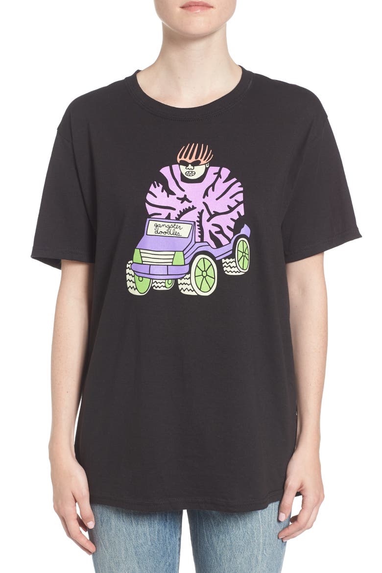 Gangster Doodles Missy Elliott T-Shirt, Alternate, color, BLACK