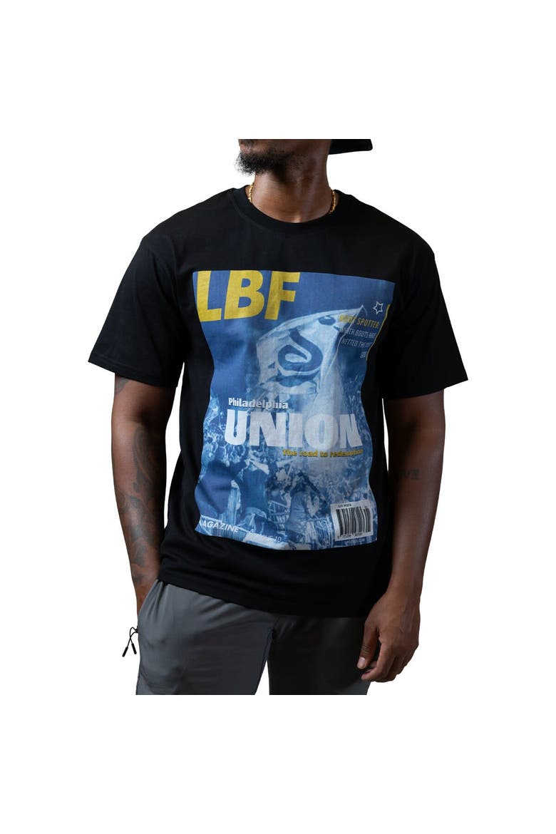 Men's  Black Live Breathe Futbol x Philadelphia Union Magazine T-Shirt, Main, color, Black