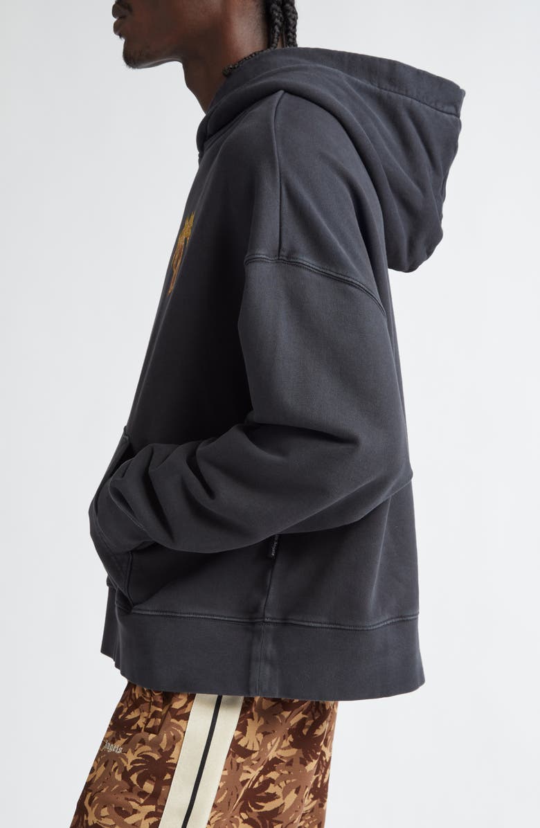 Palm Angels Burning Palm Cotton Graphic Hoodie, Alternate, color, 