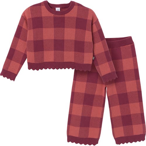 Modern Moments™ By Gerber Scalloped Sweater & Pant Set In Dark Rose Large Check