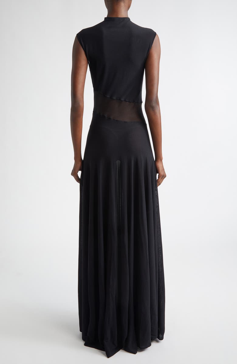 Alaïa Cutout Waist Sleeveless Jersey Fit & Flare Dress, Alternate, color, Noir Alaia