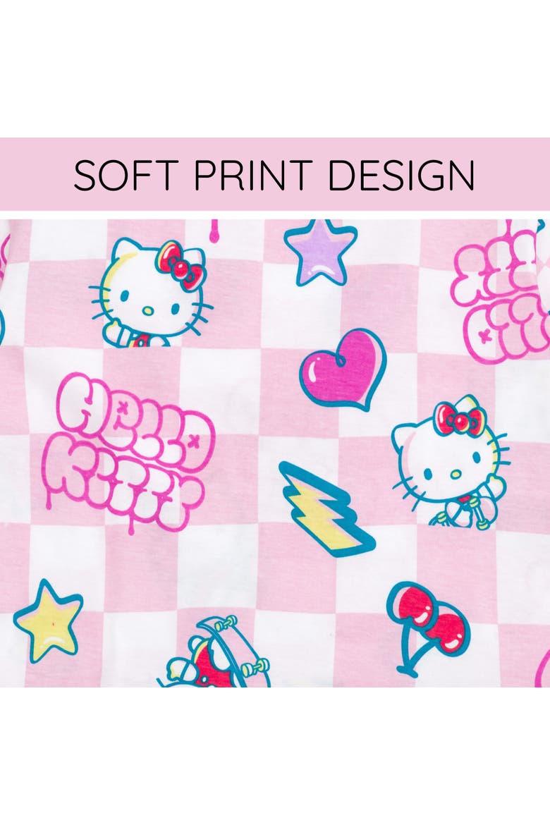 T-Shirt and Chambray Shorts Set, Alternate, color, Hello Kitty Pink Blue