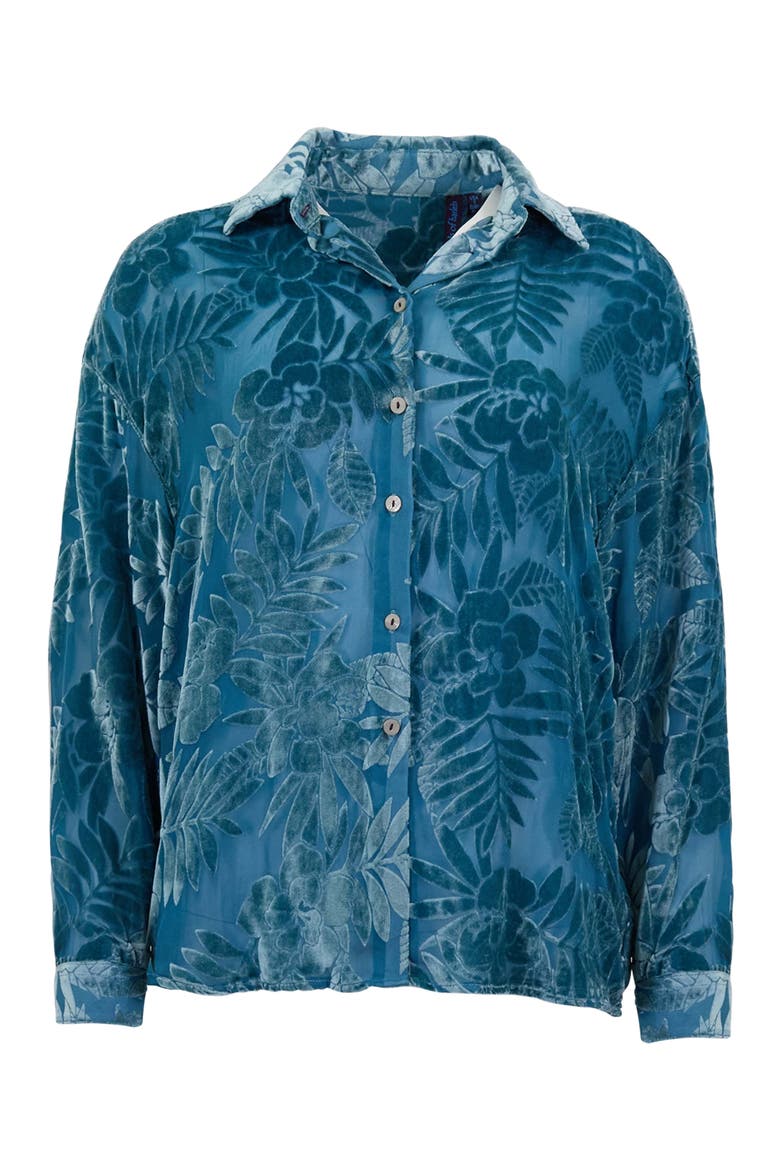 Country Floral Velvet Devore Womens Shirt, Alternate, color, COUNTRY FLORAL TEAL