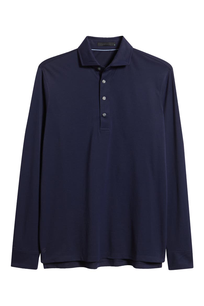 Omaha Brrr° Performance Long Sleeve Polo, Alternate, color, MALTESE BLUE