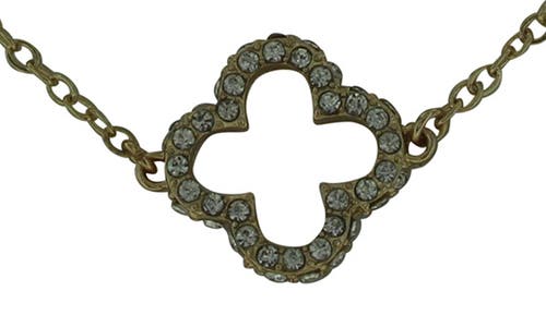 Olivia Welles Pavé Cz Clover Necklace In Gold