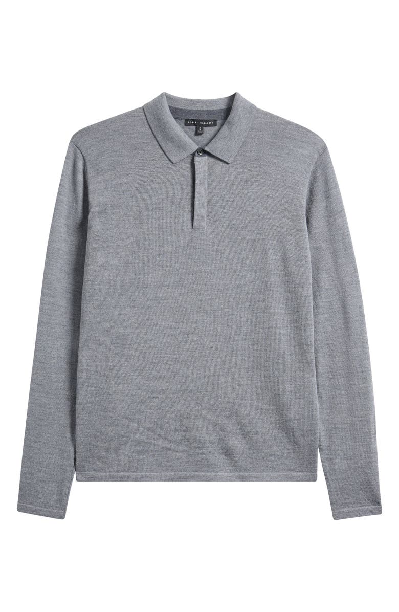 Robert Barakett Thomas Merino Wool Long Sleeve Polo, Alternate, color, Light Grey