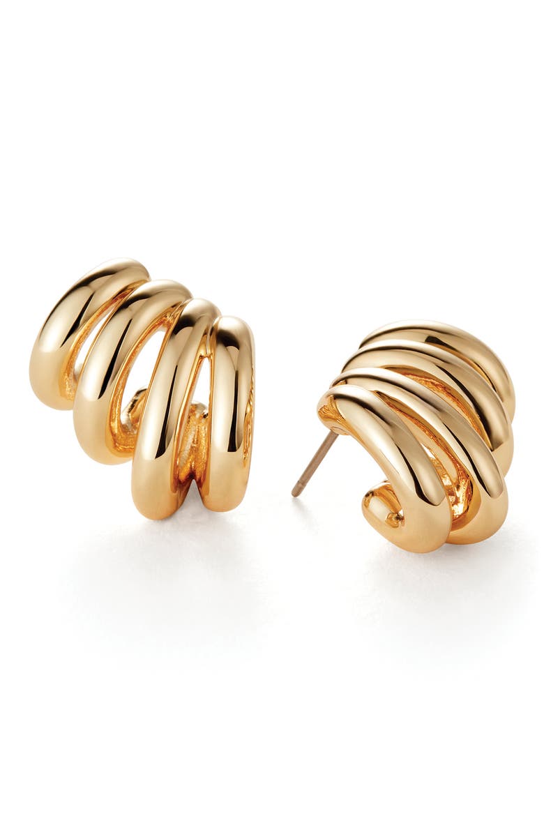 Monroe Rib Hoop Earrings, Main, color, HIGH POLISH GOLD