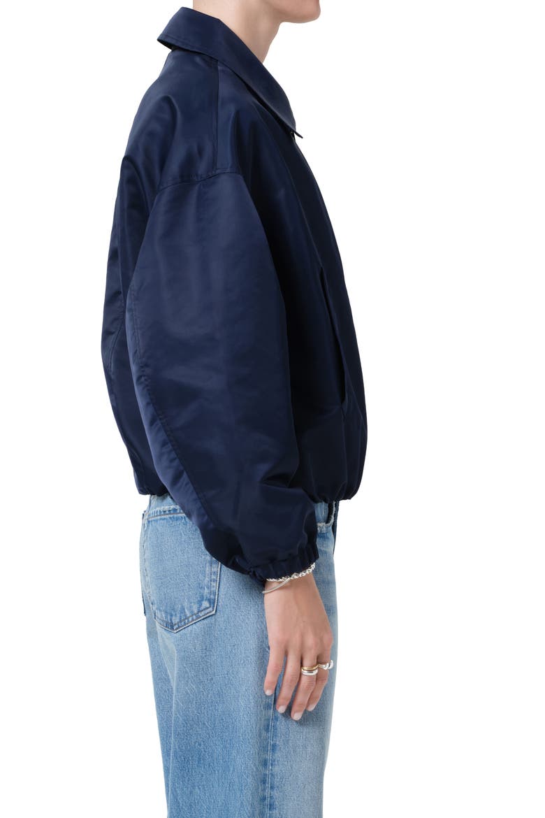Bubble Hem Nylon Bomber Jacket, Alternate, color, NAVY