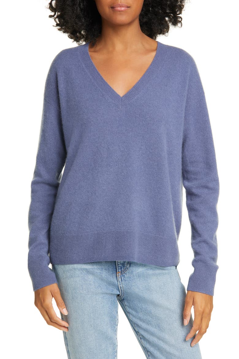 V-Neck Cashmere Pullover, Main, color, BLUE INDIGO