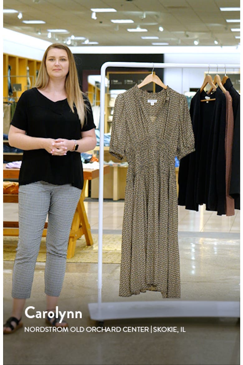 Puff Sleeve Drop Waist Midi Dress video