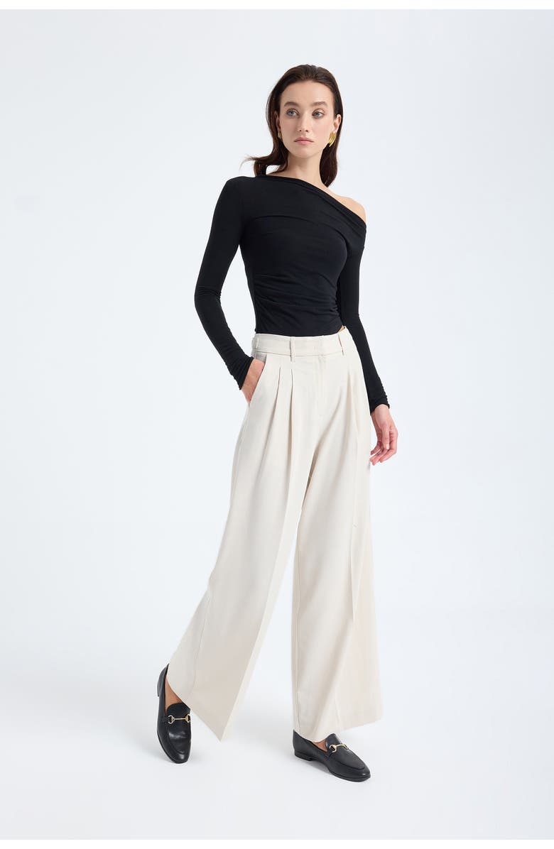 Monlicia Liora Double Pleated Palazzo Trousers, Alternate, color, Stone