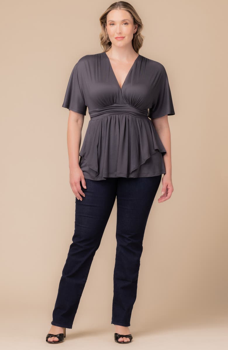 Kiyonna Promenade Top, Alternate, color, Charcoal Grey