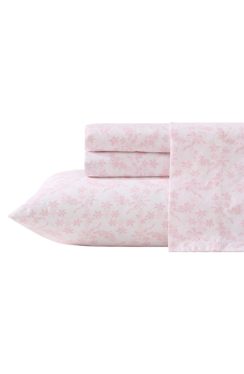 Laura Ashley Antoinette Cotton Flannel Sheet Set, Main, color, Light Pink