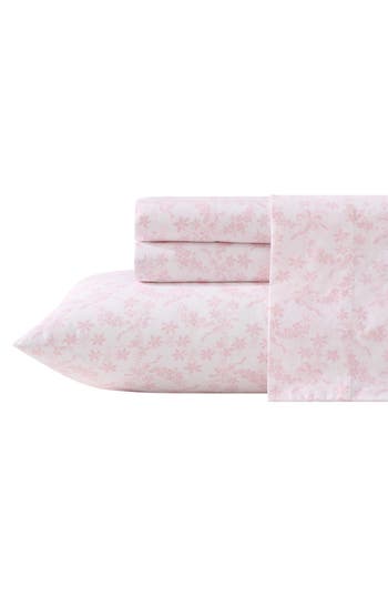 Laura Ashley Antoinette Cotton Flannel Sheet Set In Pink
