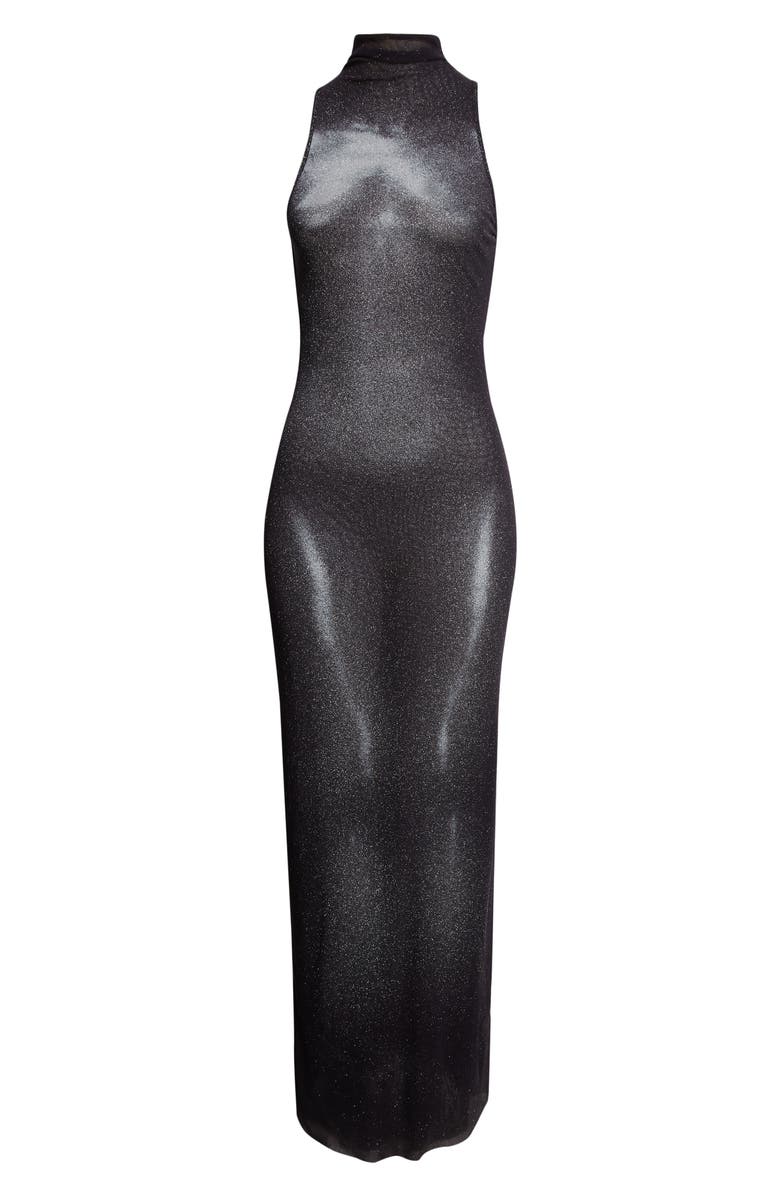 Jean Paul Gaultier Body Dust Print Mesh Dress, Alternate, color, Black/ Silver