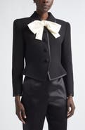 Valentino Bow Front Virgin Wool Crepe Crop Jacket