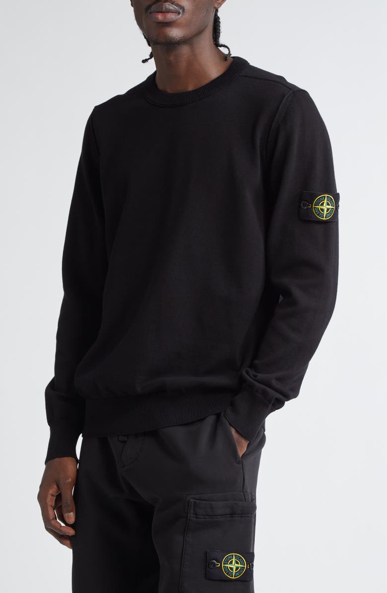Stone Island Cotton Crewneck Sweater, Alternate, color, V0029 Black