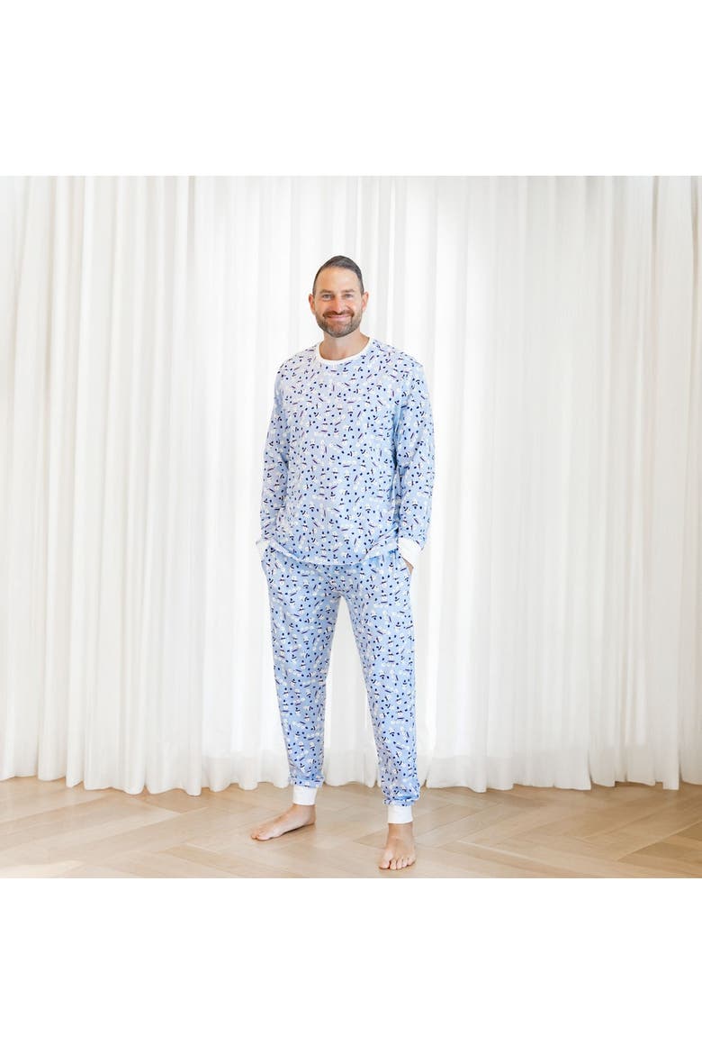 Organic Adult Men's Pajamas Set - Holiday Snowmen, Alternate, color, Holiday Snowmen